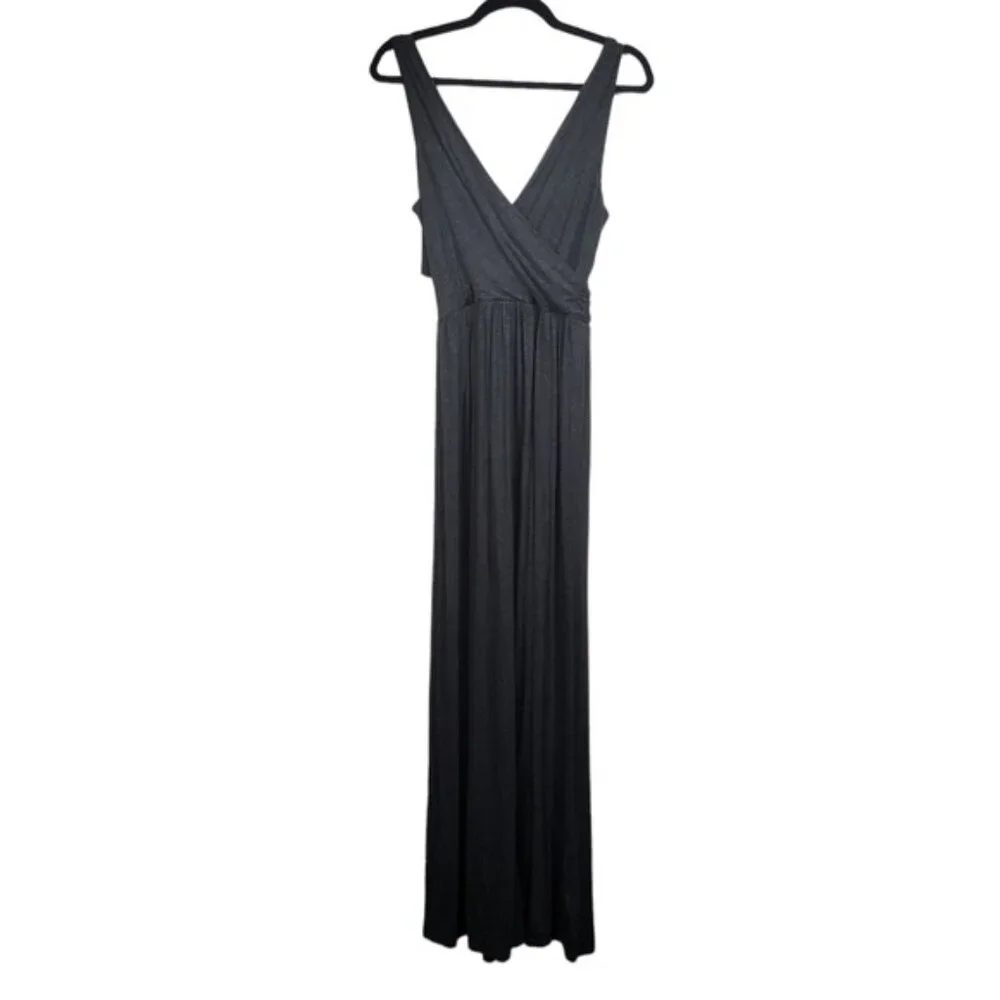 Loft Womens Sleeveless Grey V-Neck Crossover Front Jersey Maxi Dress Size S NWT - Picture 6 of 7